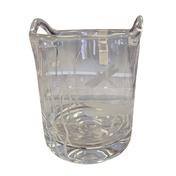 Clear Glass Ice Bucket with Etched Design